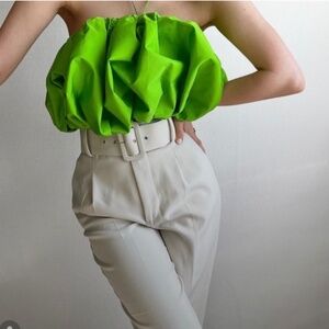 Green Zara BubbleTop SZ M NWT